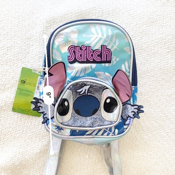 NWT Disney Lilo & Stitch Mini Embroidered Iridescent Dimensional Backpack Purse - Picture 7 of 8